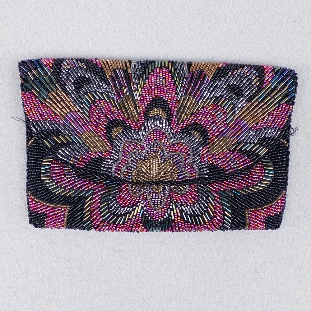 Vintage La Regale Ltd Beaded Evening Bag Art Deco Style Formal Clutch Y2K Glam